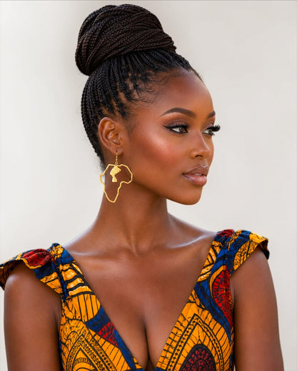 Africa Map Nefertiti Stainless Steel Earrings