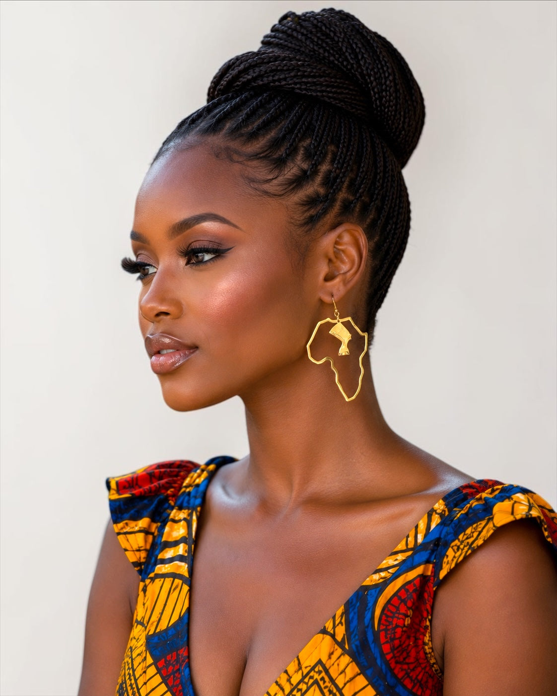 Africa Map Nefertiti Stainless Steel Earrings