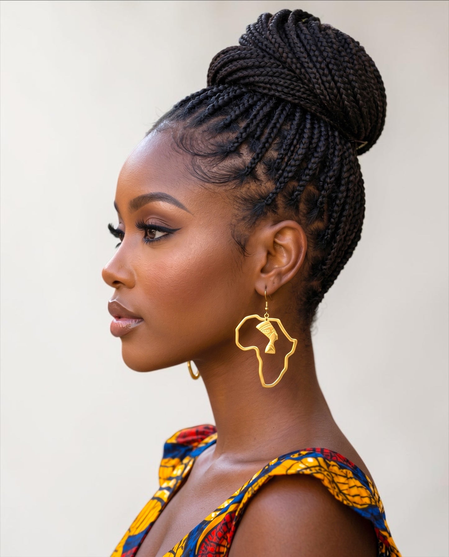 Africa Map Nefertiti Stainless Steel Earrings