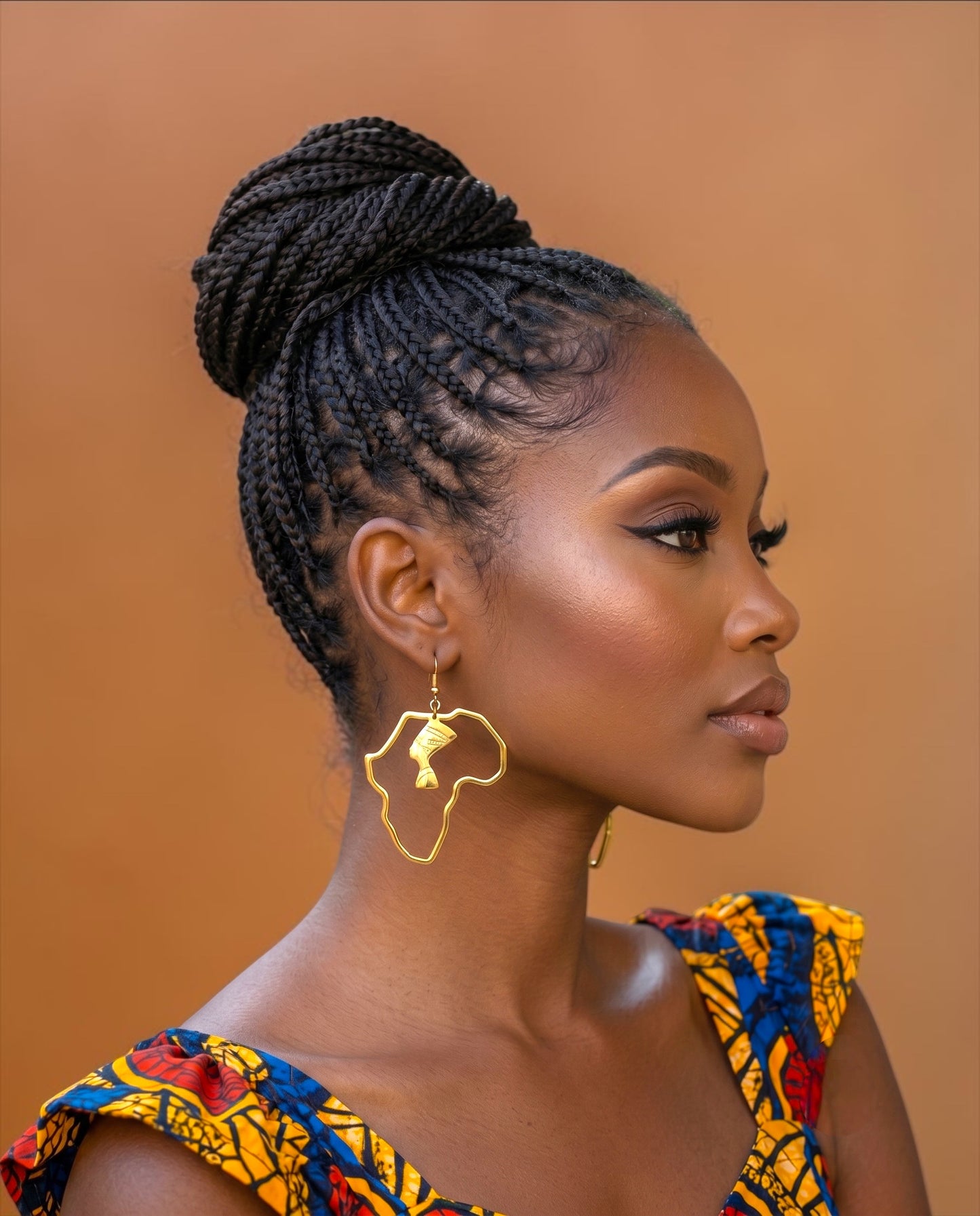 Africa Map Nefertiti Stainless Steel Earrings