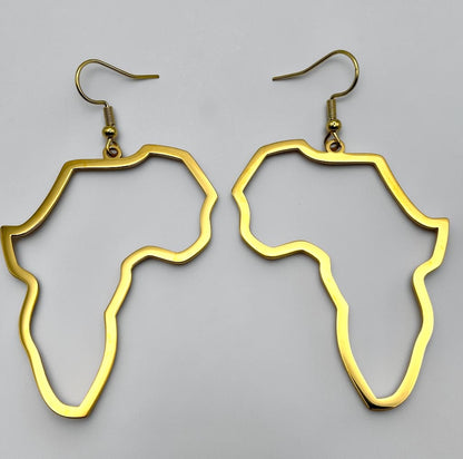 7cm Africa Map Stainless Steel Dangle Earrings