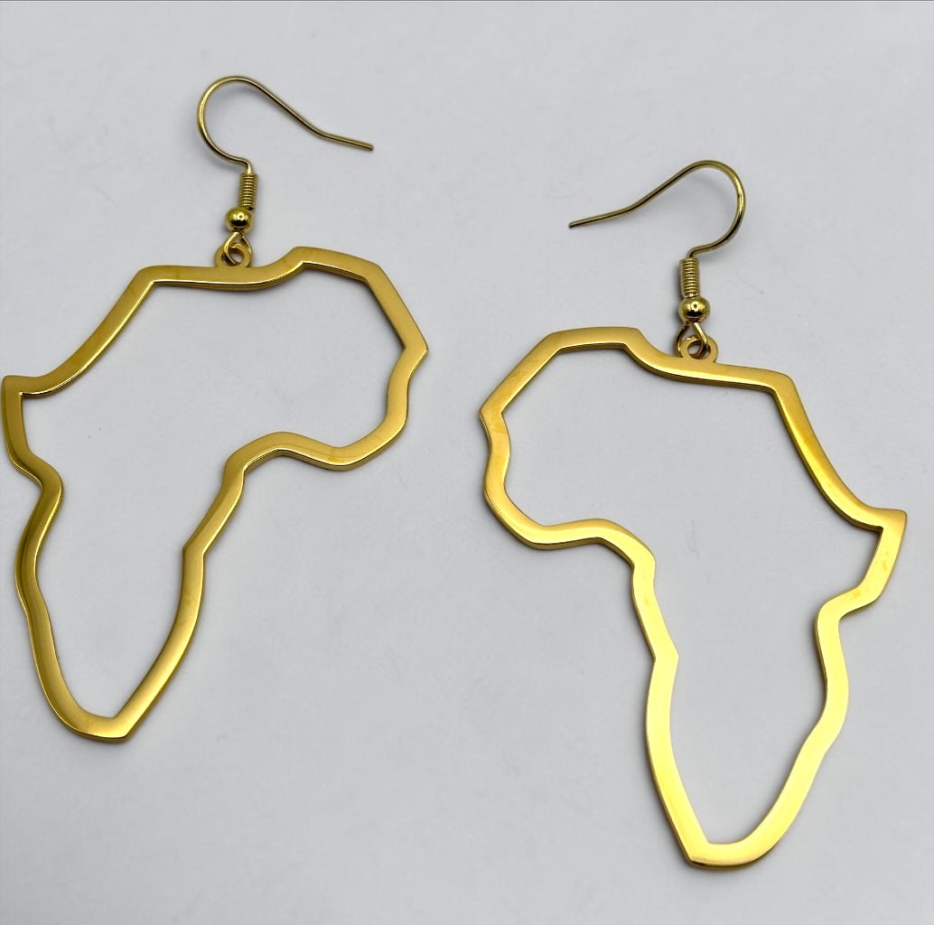 7cm Africa Map Stainless Steel Dangle Earrings