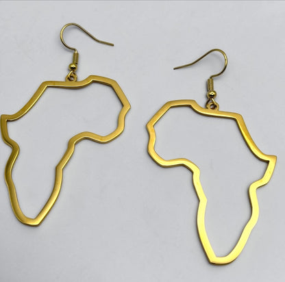 7cm Africa Map Stainless Steel Dangle Earrings