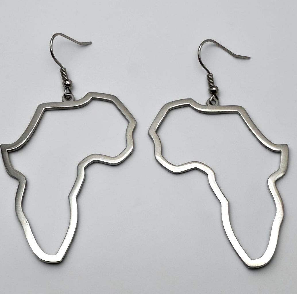 7cm Africa Map Stainless Steel Dangle Earrings
