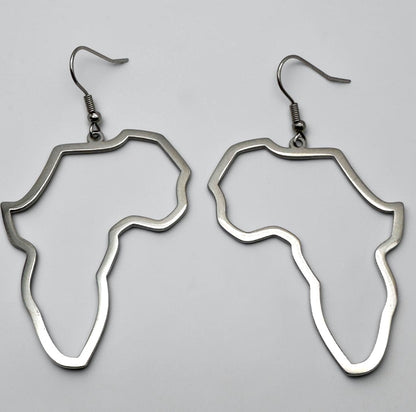7cm Africa Map Stainless Steel Dangle Earrings