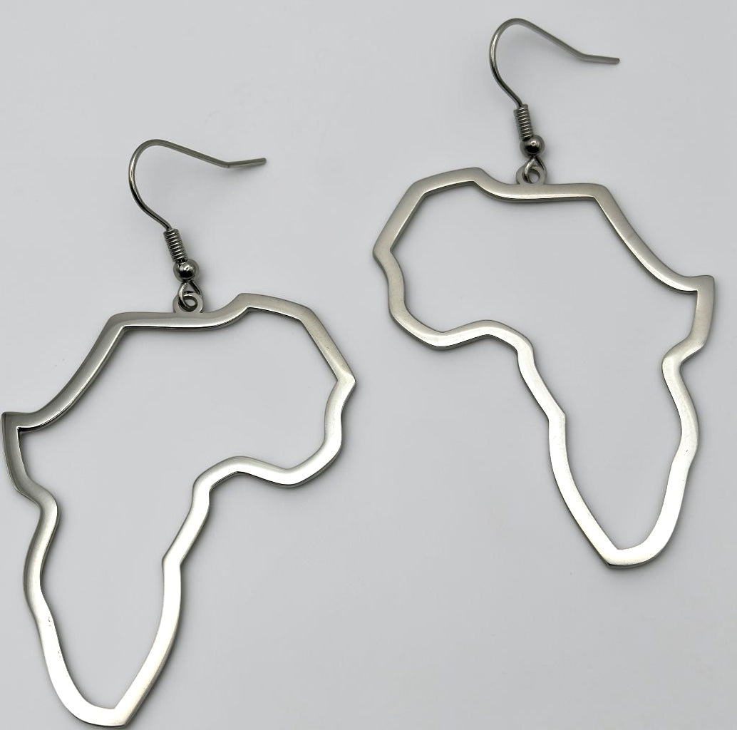 7cm Africa Map Stainless Steel Dangle Earrings