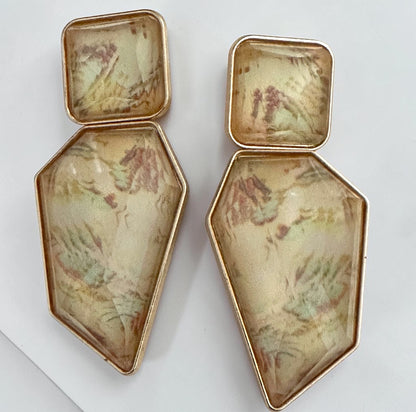 Boho Resin Geometric Statement Drop Earrings