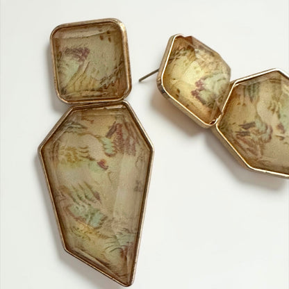 Boho Resin Geometric Statement Drop Earrings