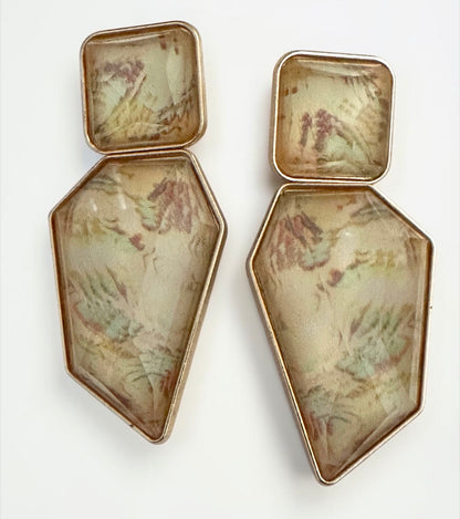 Boho Resin Geometric Statement Drop Earrings