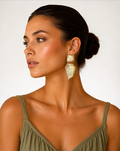 Boho Resin Geometric Statement Drop Earrings