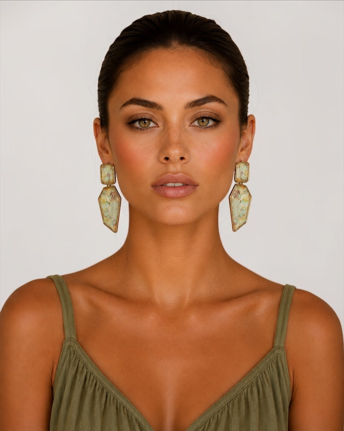 Boho Resin Geometric Statement Drop Earrings