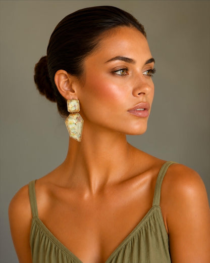 Boho Resin Geometric Statement Drop Earrings