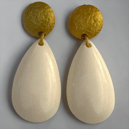 White Resin Teardrop Statement Earrings - Fatisha Boutique #