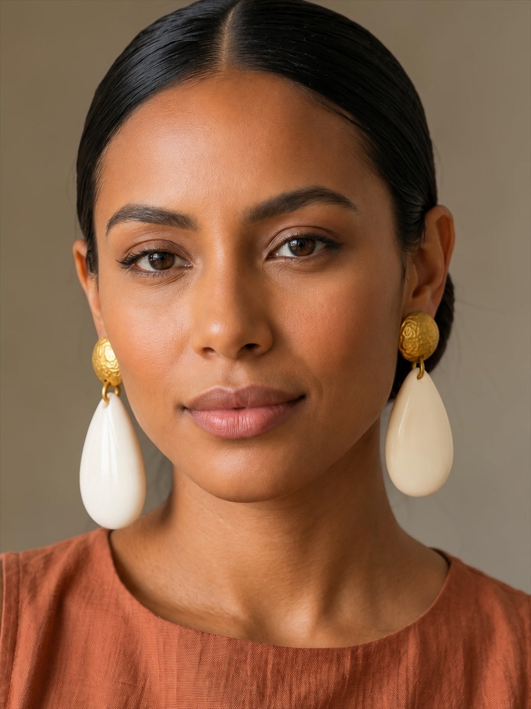 White Resin Teardrop Statement Earrings - Fatisha Boutique #