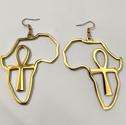Africa Ankh Stainless Steel Statement Earrings