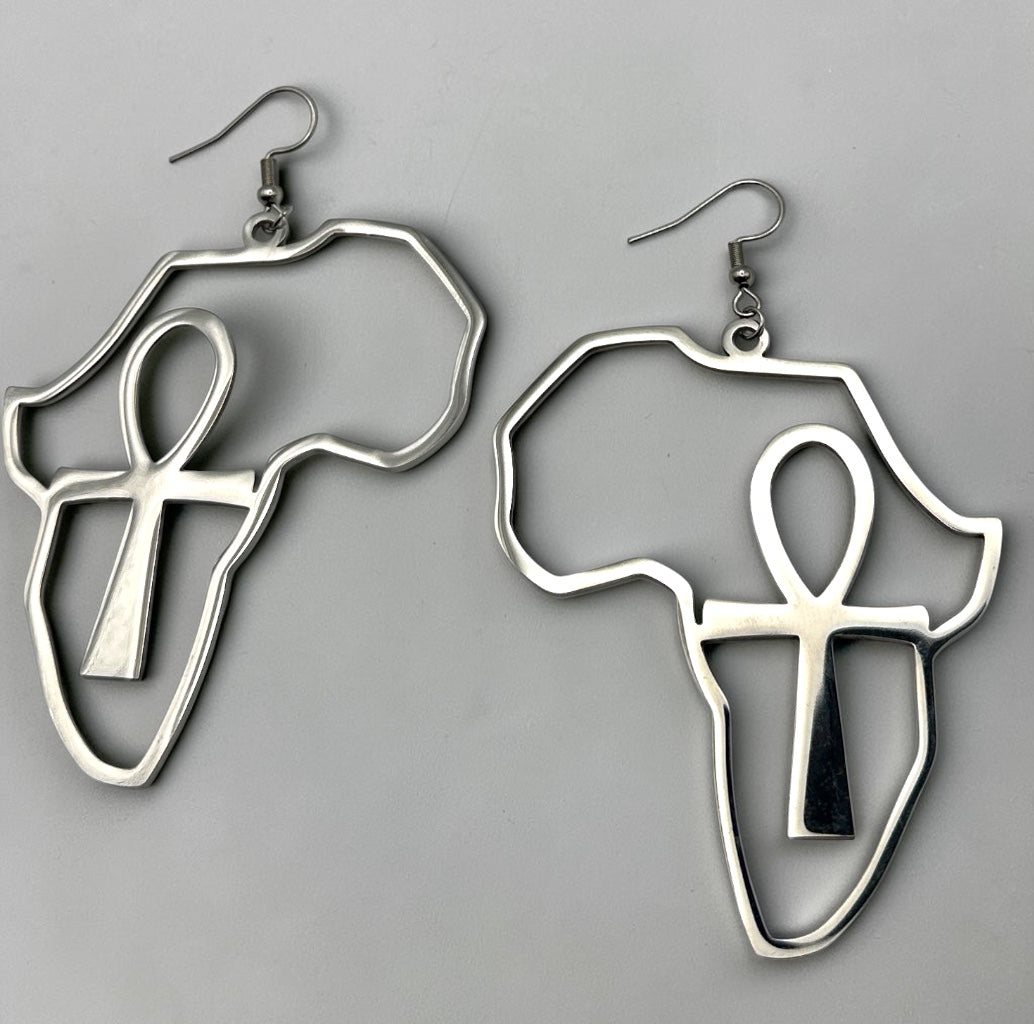 Africa Ankh Stainless Steel Statement Earrings