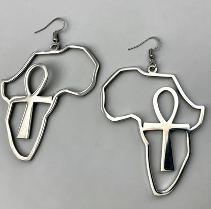 Africa Ankh Stainless Steel Statement Earrings