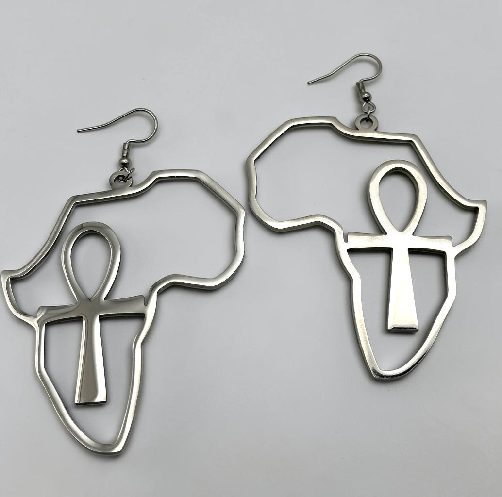 Africa Ankh Stainless Steel Statement Earrings