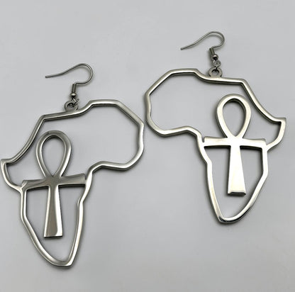 Africa Ankh Stainless Steel Statement Earrings