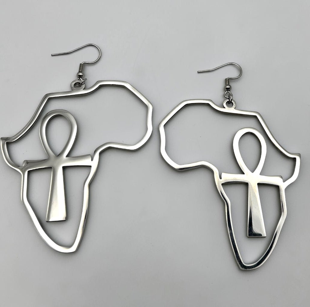 Africa Ankh Stainless Steel Statement Earrings