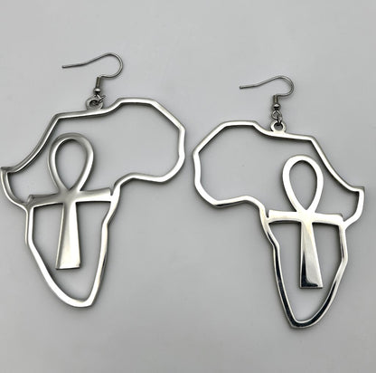 Africa Ankh Stainless Steel Statement Earrings