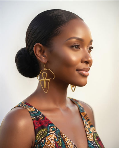 Africa Ankh Stainless Steel Statement Earrings