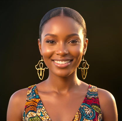 Africa Ankh Stainless Steel Statement Earrings