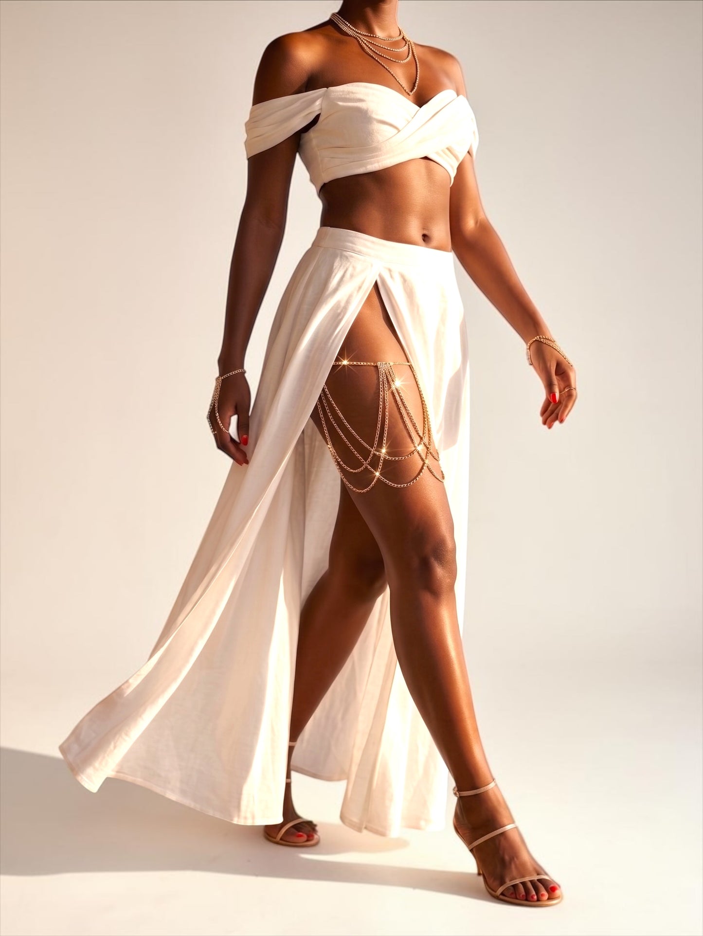 Crystal Rhinestone Thigh Chain | Gold & Silver Body Jewellery