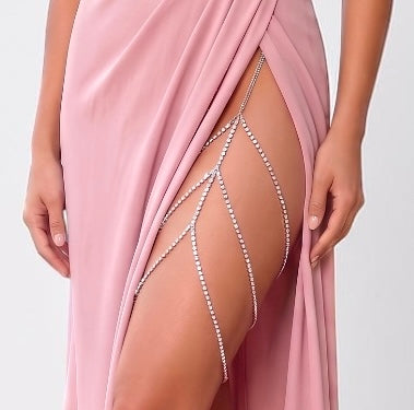 Long Crystal Rhinestone Thigh Body Chain | Gold & Silver