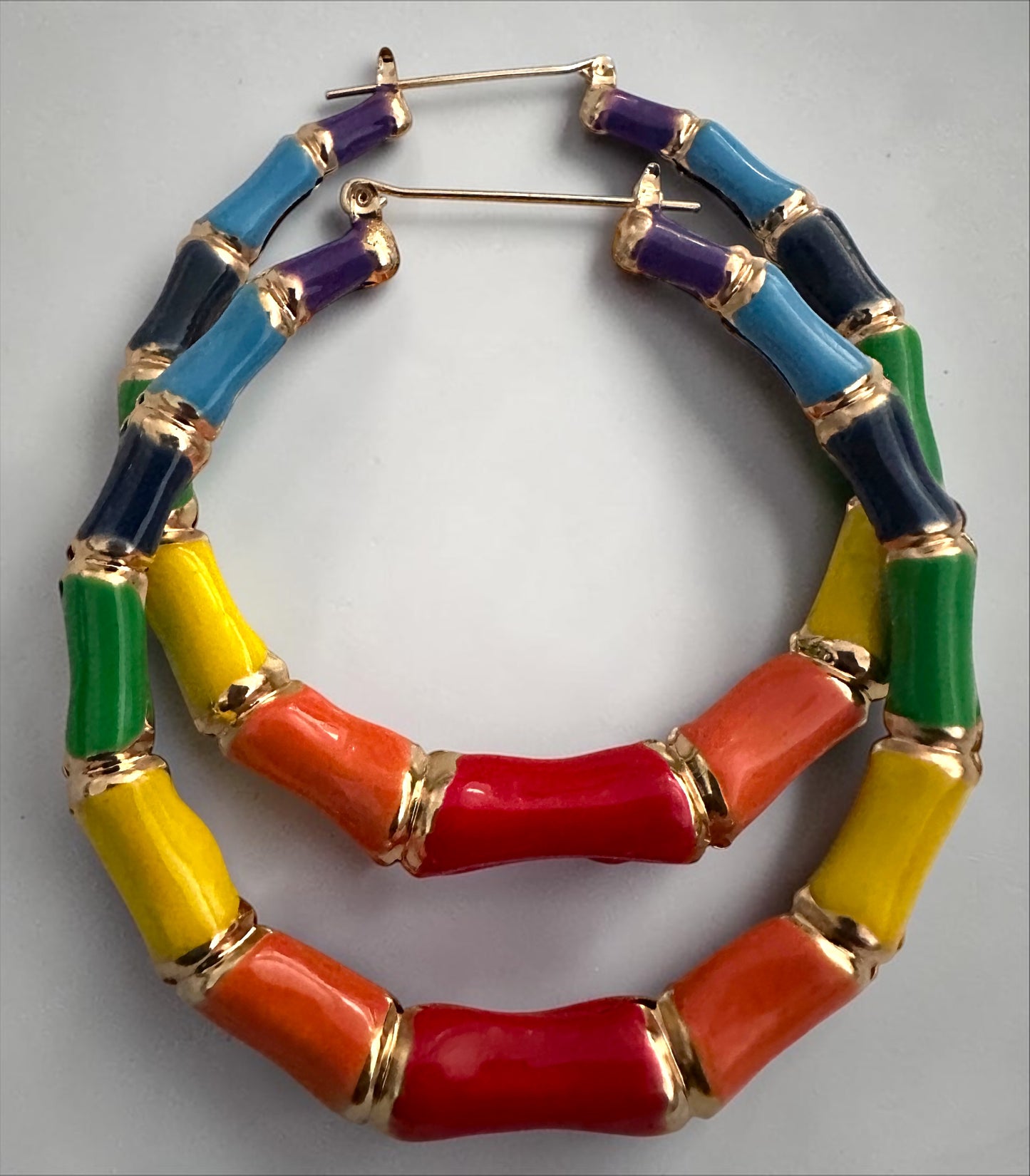 7cm Multicolour Bamboo Hoop Earrings