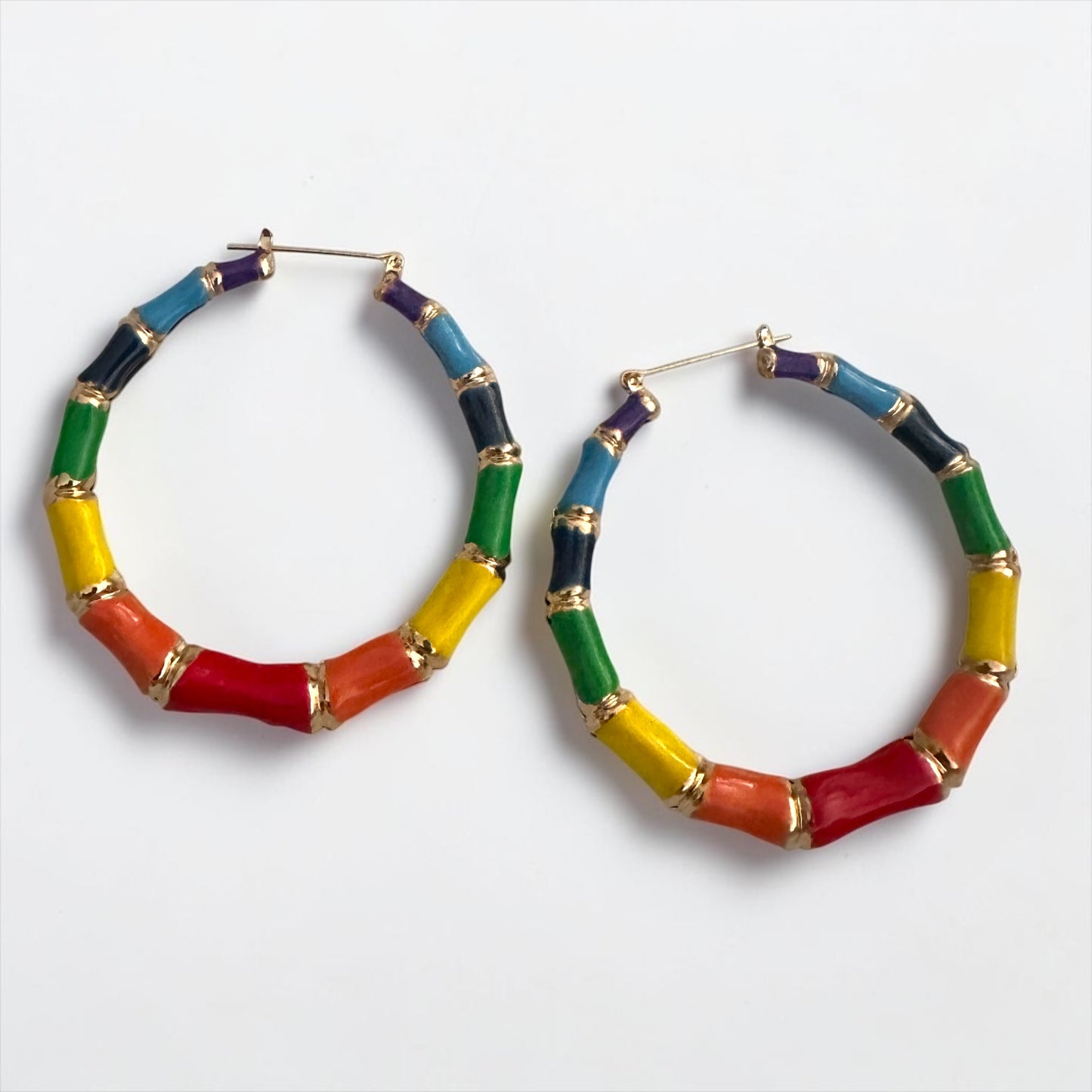 7cm Multicolour Bamboo Hoop Earrings