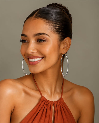 Lightweight Oval Statement Hoop Earrings – Gold & Silver