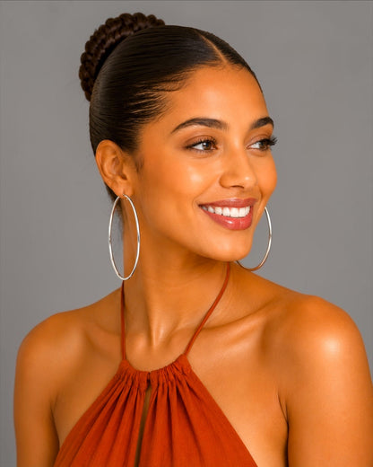 Lightweight Oval Statement Hoop Earrings – Gold & Silver