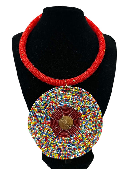 Handmade African Beaded Statement Pendant Necklace22 - Fatisha Boutique #