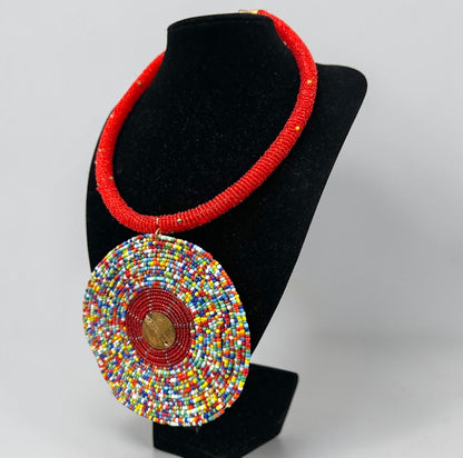 Handmade African Beaded Statement Pendant Necklace22 - Fatisha Boutique #