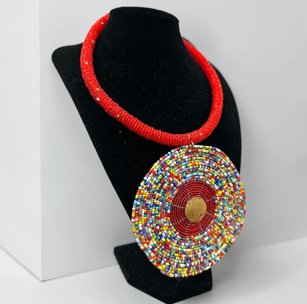 Handmade African Beaded Statement Pendant Necklace22 - Fatisha Boutique #