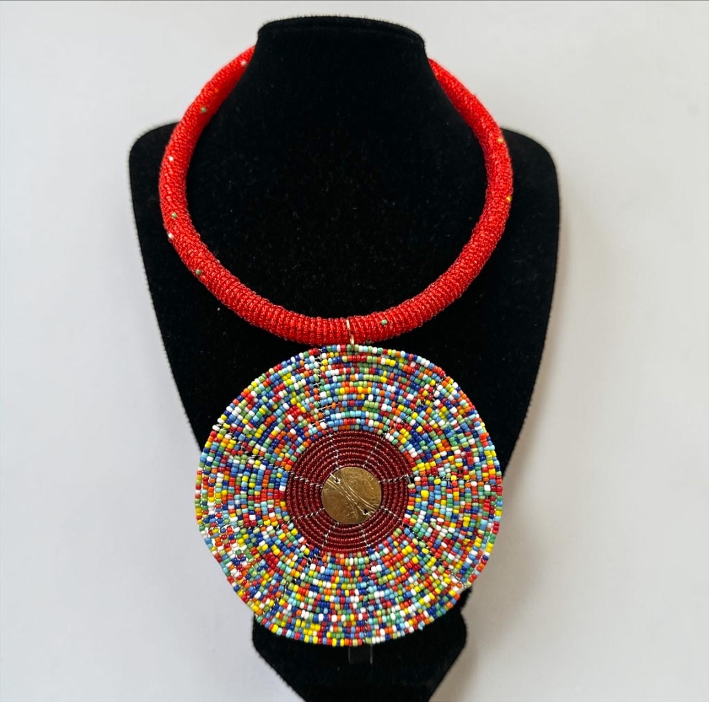 Handmade African Beaded Statement Pendant Necklace22 - Fatisha Boutique #