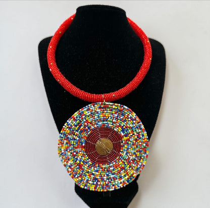 Handmade African Beaded Statement Pendant Necklace22 - Fatisha Boutique #