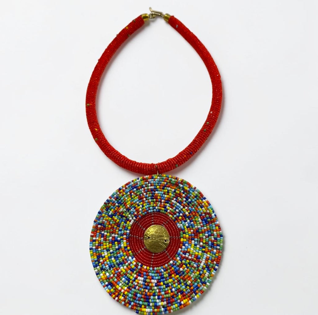 Handmade African Beaded Statement Pendant Necklace22 - Fatisha Boutique #