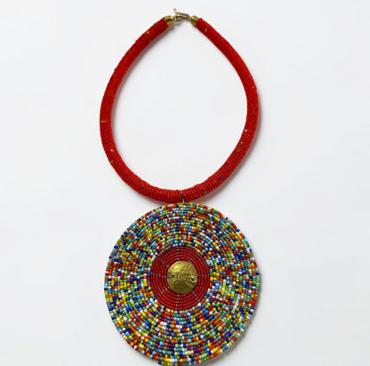 Handmade African Beaded Statement Pendant Necklace22 - Fatisha Boutique #