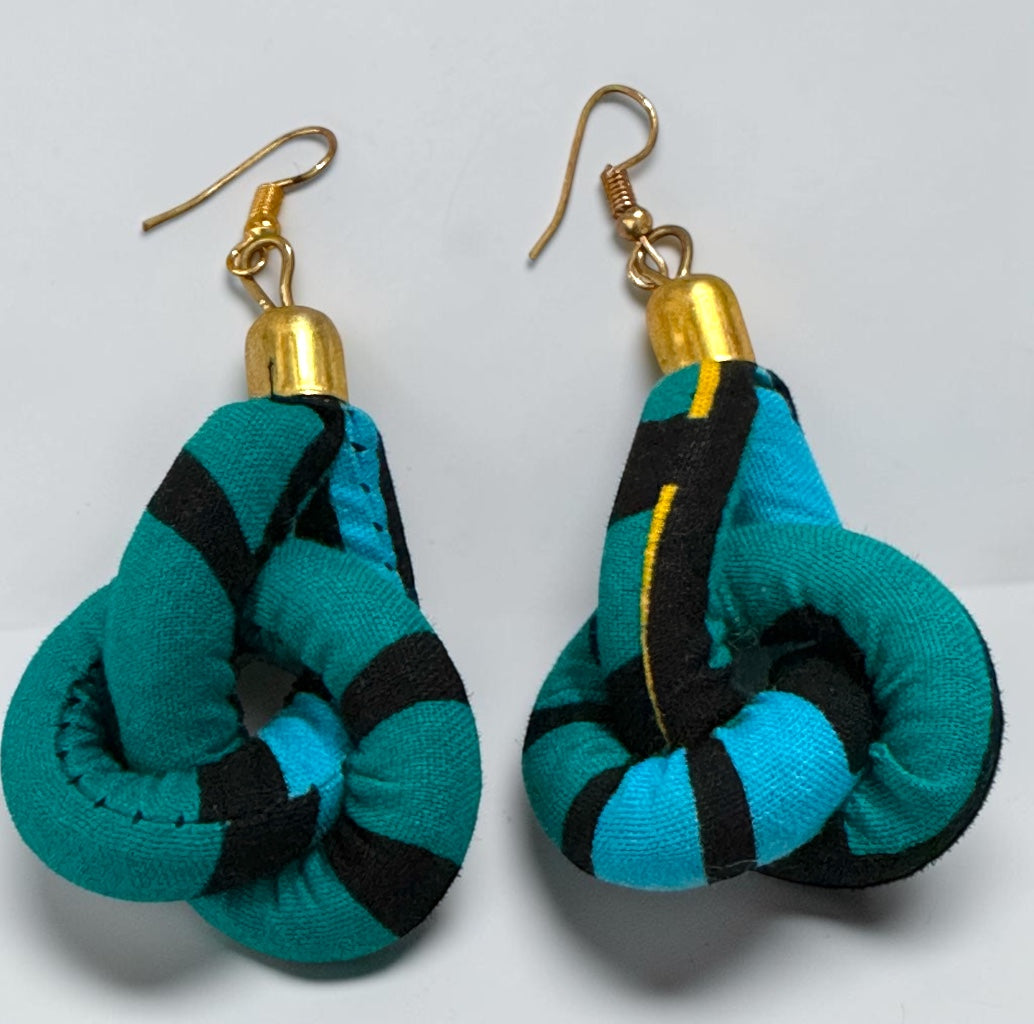 Ankara Fabric Knot Dangle Earrings – Handmade African Print