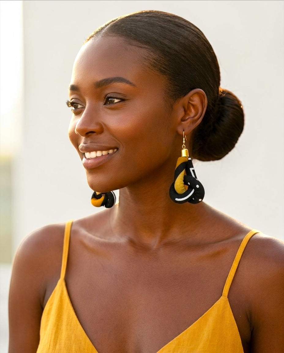 Ankara Fabric Knot Dangle Earrings – Handmade African Print