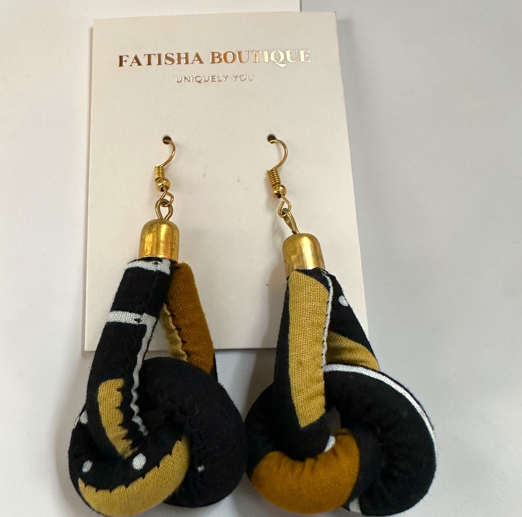 Ankara Fabric Knot Dangle Earrings – Handmade African Print