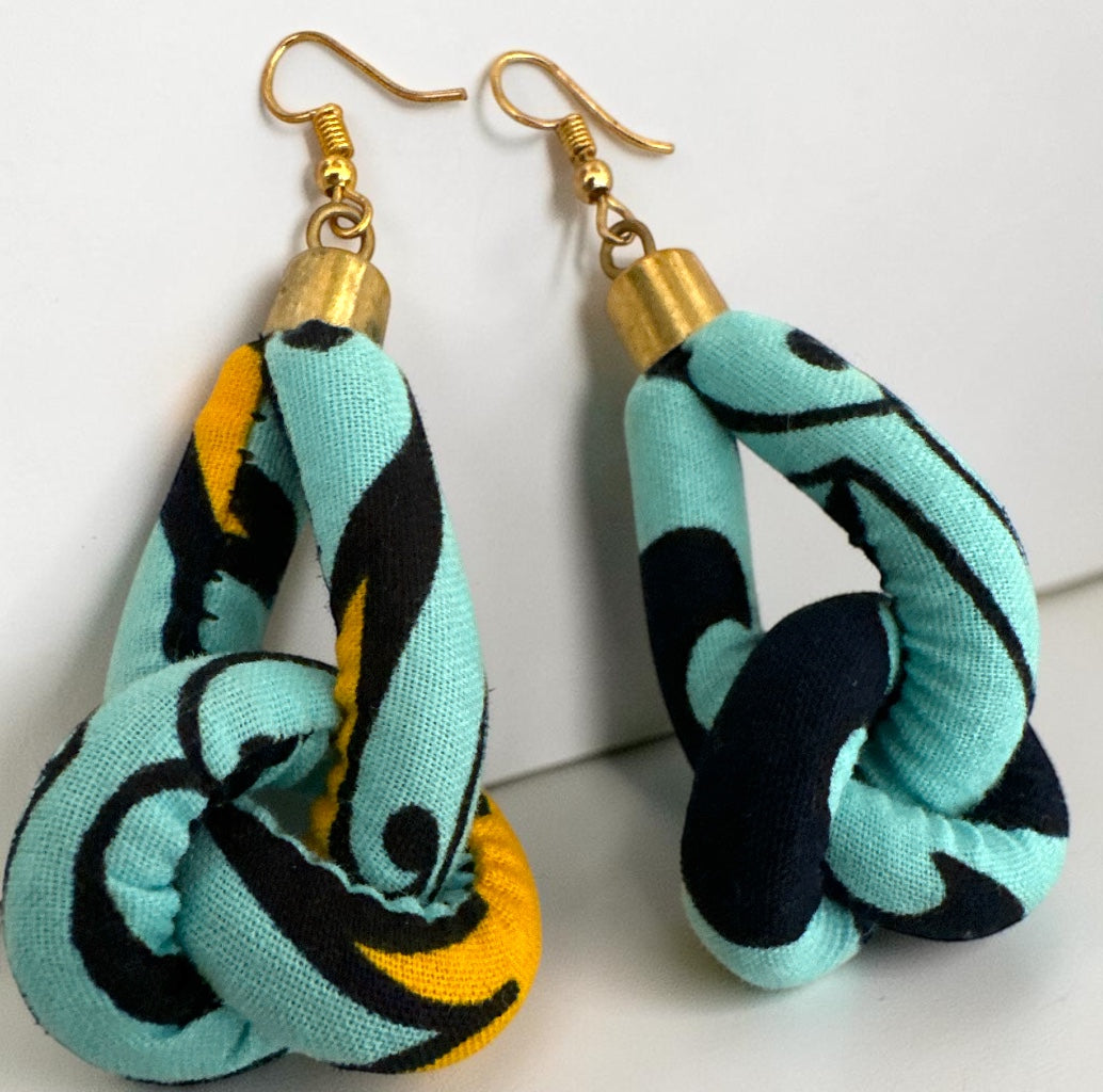 Ankara Fabric Knot Dangle Earrings – Handmade African Print Fatisha Boutique