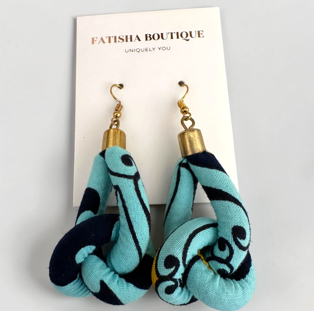 Ankara Fabric Knot Dangle Earrings – Handmade African Print Fatisha Boutique