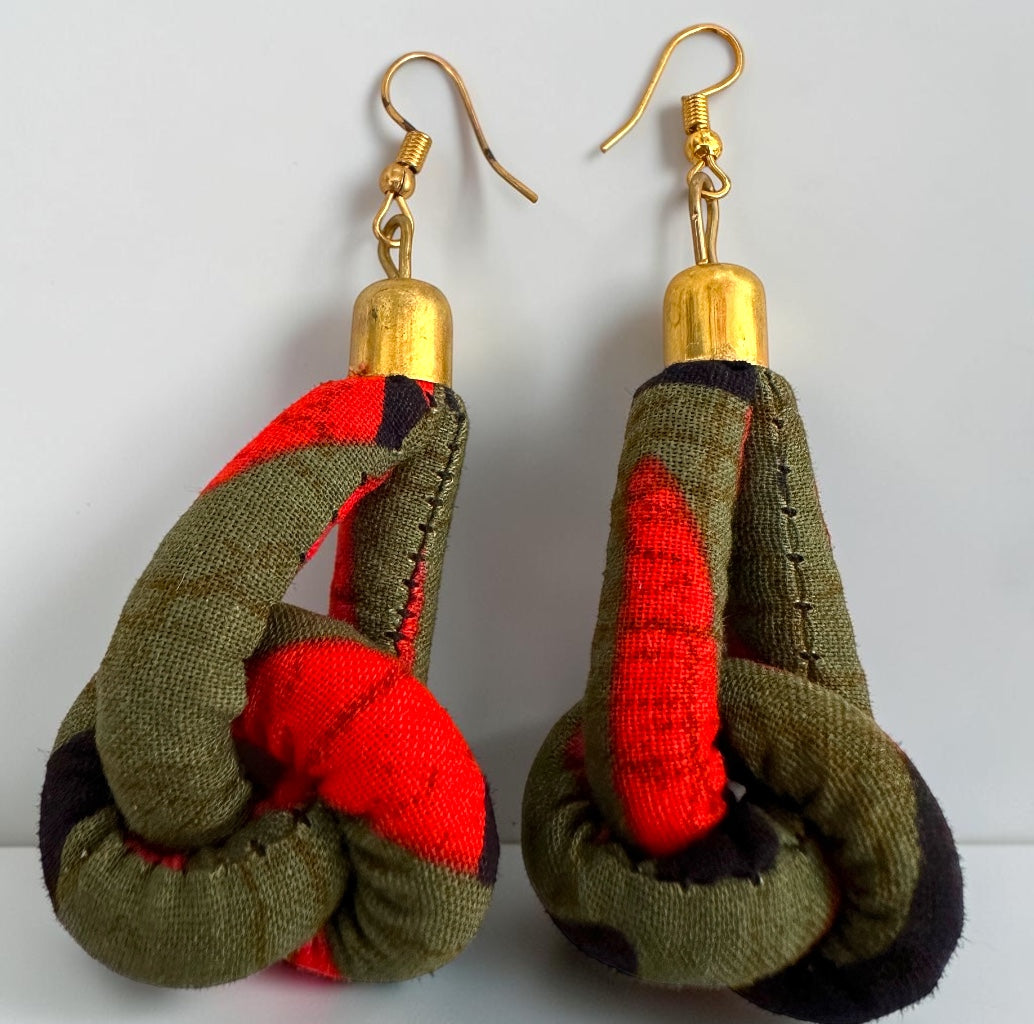 Ankara Fabric Knot Dangle Earrings – Handmade African Print