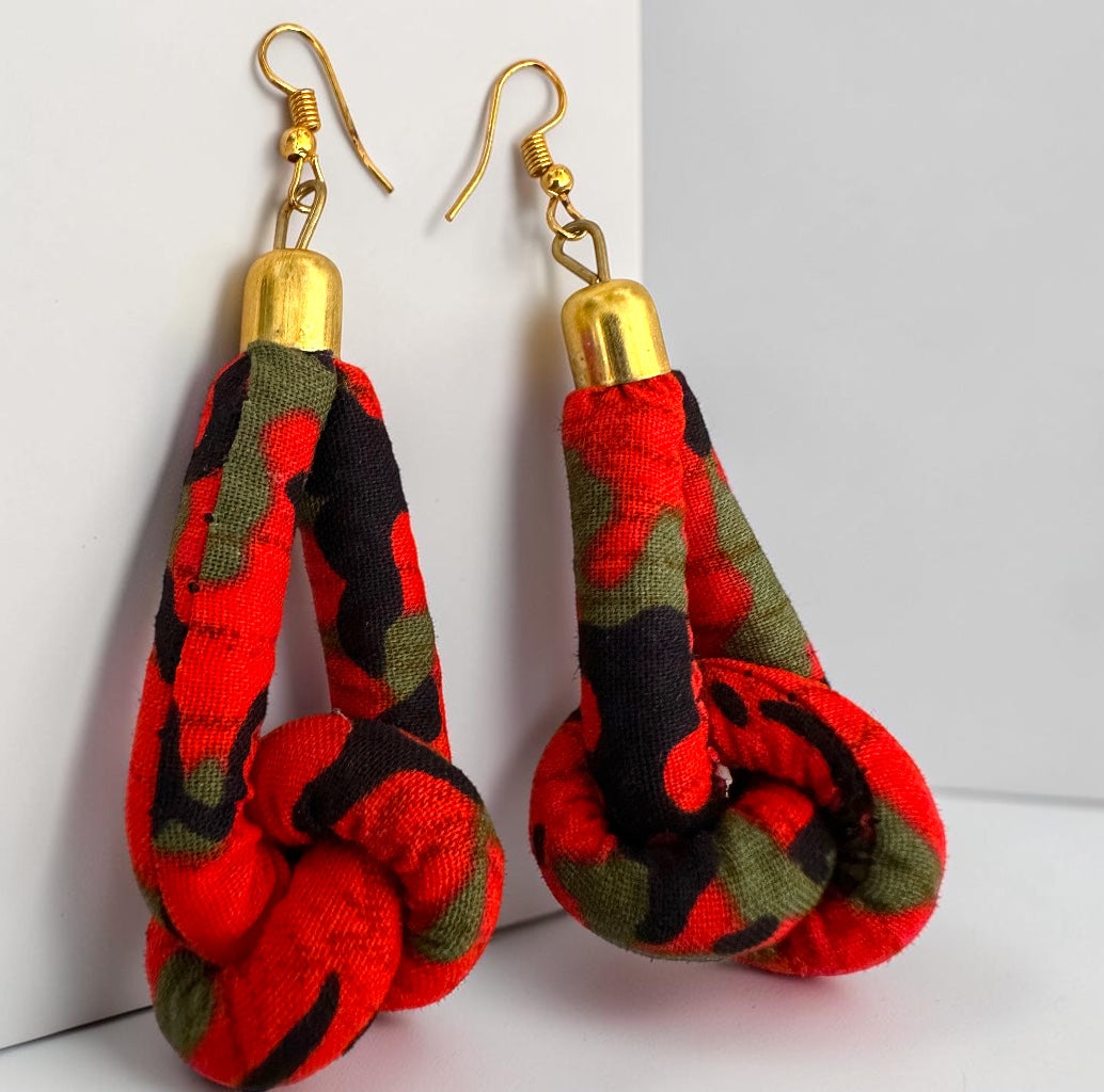 Ankara Fabric Knot Dangle Earrings – Handmade African Print