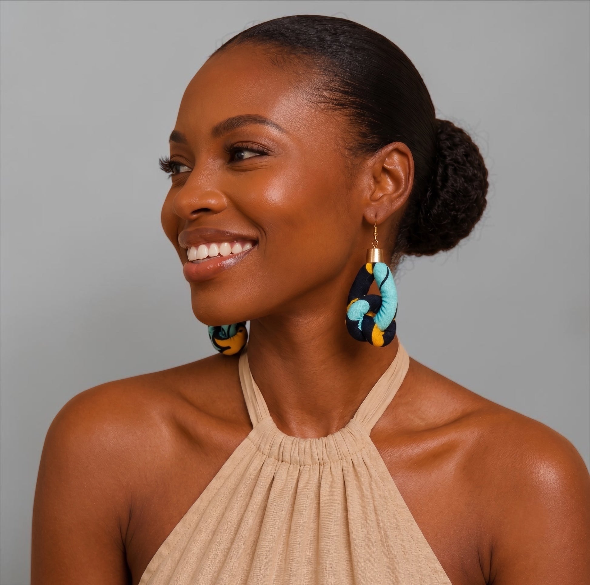 Ankara Fabric Knot Dangle Earrings – Handmade African Print