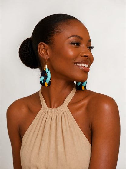 Ankara Fabric Knot Dangle Earrings – Handmade African Print