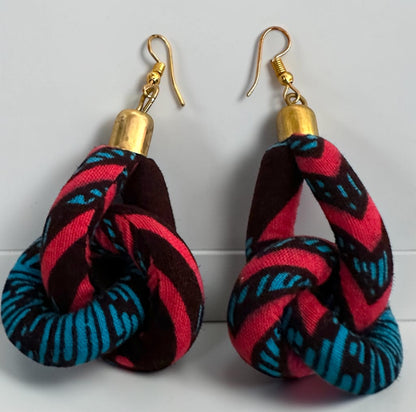 Ankara Fabric Knot Dangle Earrings – Handmade African Print